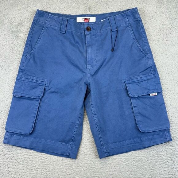 Tommy Jeans Cargo Shorts Mens 30 Blue Classic 10”‎ Inseam Pockets Casual Preppy - Picture 1 of 15